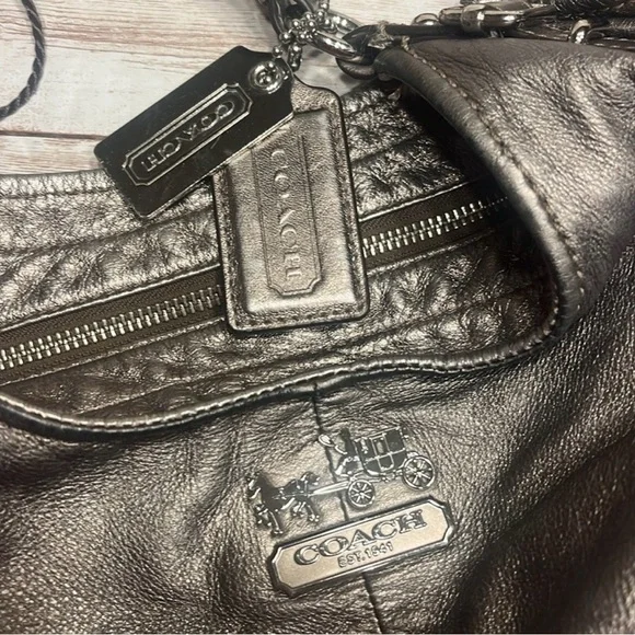 Coach Madison metallic silver leather hobo shoulder bag Tote bag - Picture 6 of 16